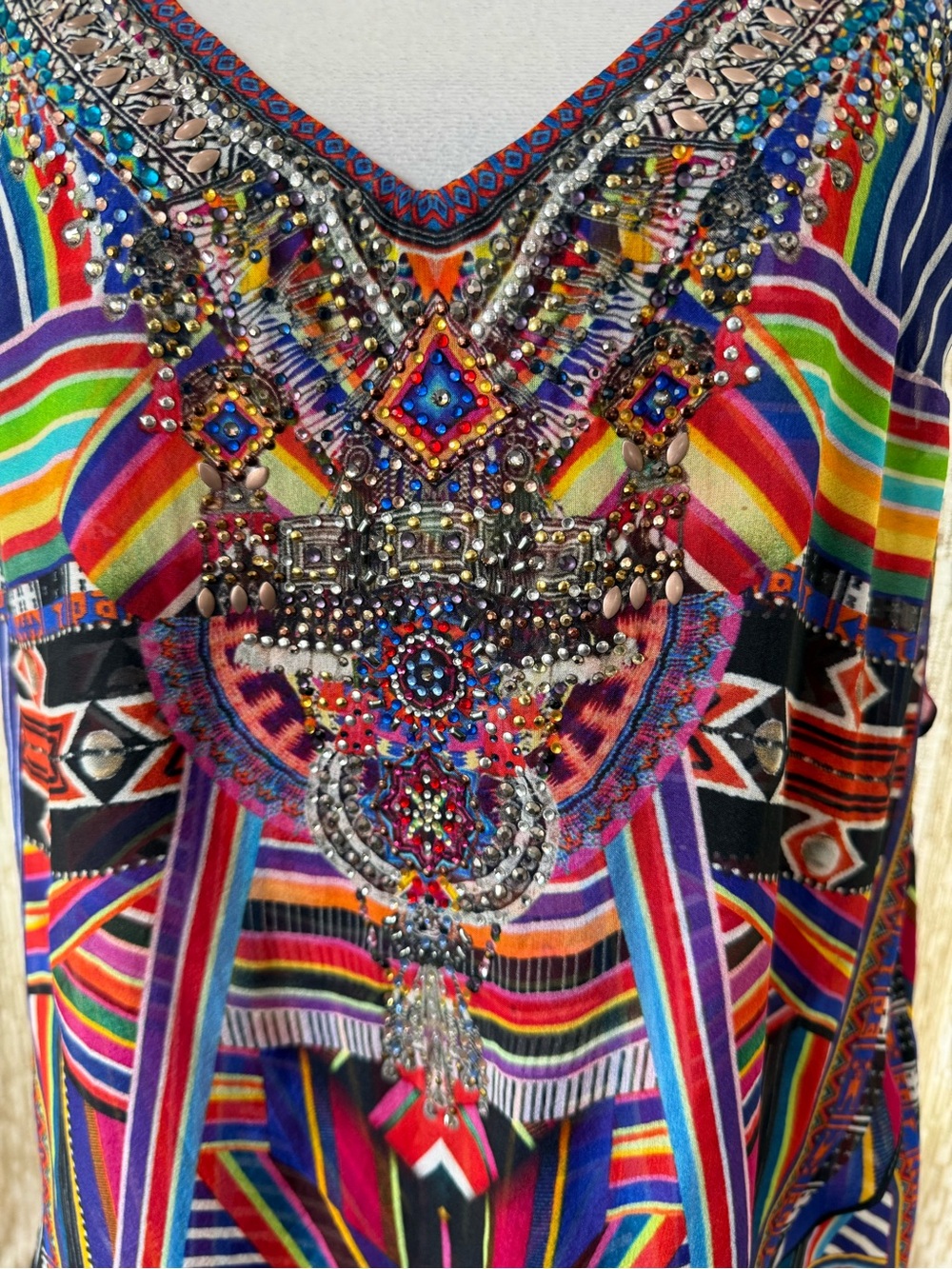 Camilla Multicolor Beaded V-Neck Spaghetti Strap Camisole - Picture 2 of 12